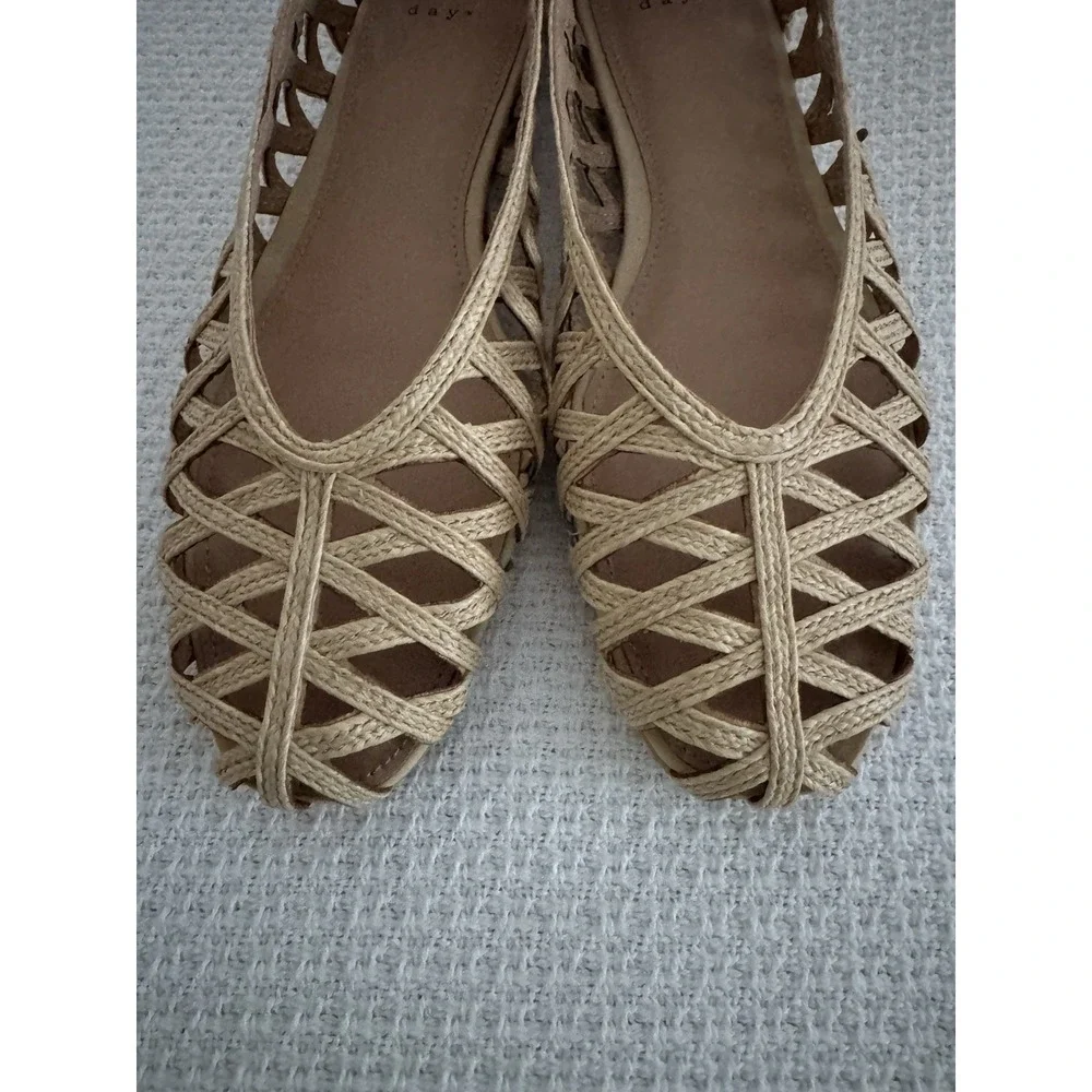 a new day Beige Woven Cutout Ballet Flats